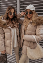 Pikowana Jacket z kapturem Arosa in beige