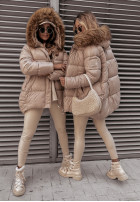 Pikowana Jacket z kapturem Arosa in beige