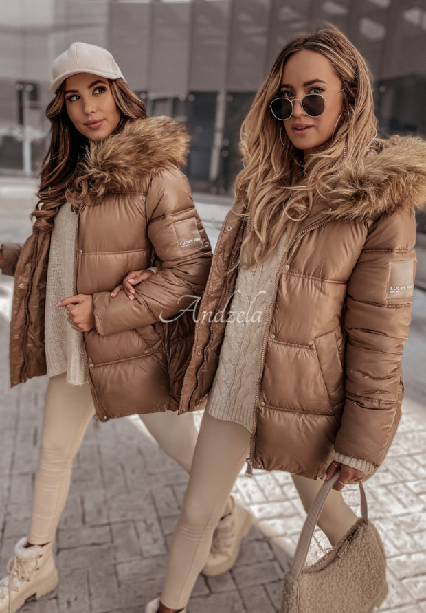Lucky camel quilted hooded jacket