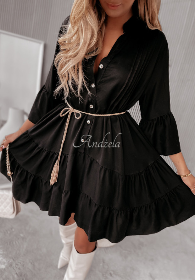 Sukienka z falbankami Laurentia czarna