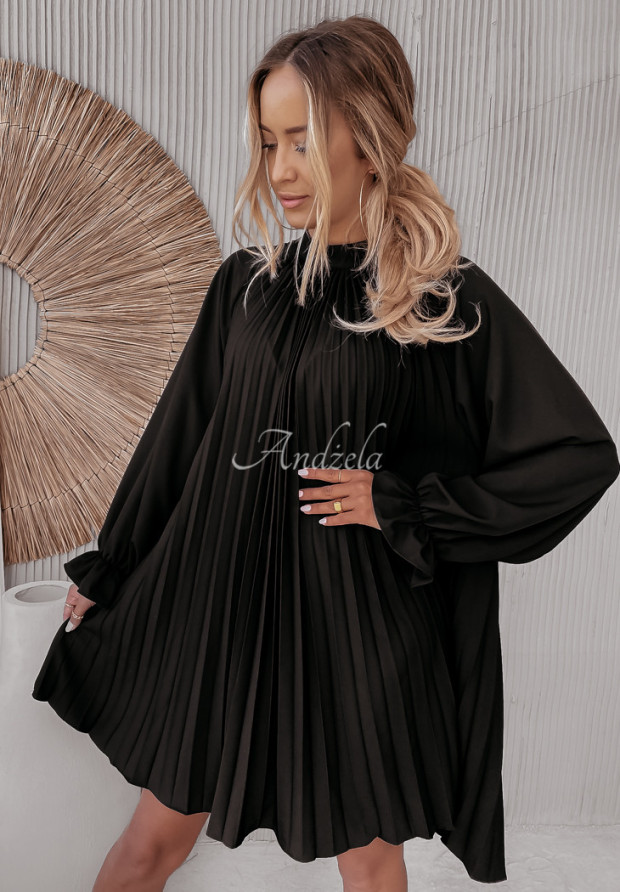 Plisowana sukienka Nafia czarna