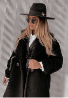 Długi płaszcz z imitacji kożucha Norseland  in black