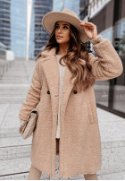 Długi Coat z imitacji kożucha Spring in beige