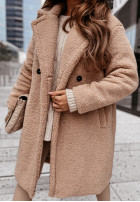 Długi Coat z imitacji kożucha Spring in beige