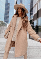 Długi Coat z imitacji kożucha Spring in beige