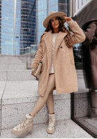 Długi Coat z imitacji kożucha Spring in beige