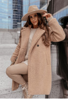 Długi Coat z imitacji kożucha Spring in beige