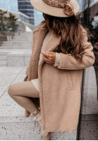 Długi Coat z imitacji kożucha Spring in beige
