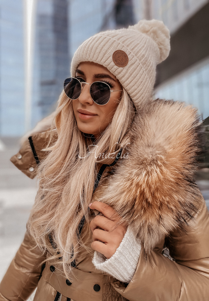 Czapka z pomponem North Pole beżowa