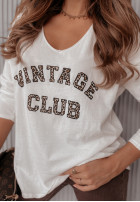 Bluzka z napisem Vintage Club ecru