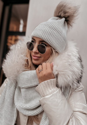 Greenland grey beanie with pom-pom