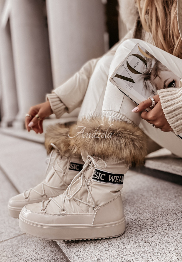 Buty śniegowce z futerkiem Wear beżowe