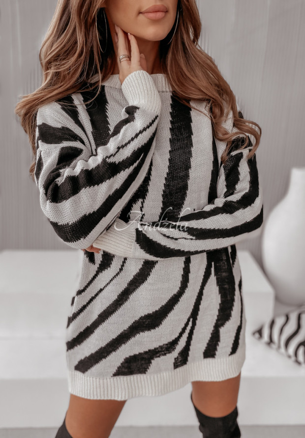 Sweter oversize Fremont w zebrę
