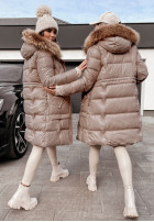 Długa Pikowana Jacket Rivia ciemny beż