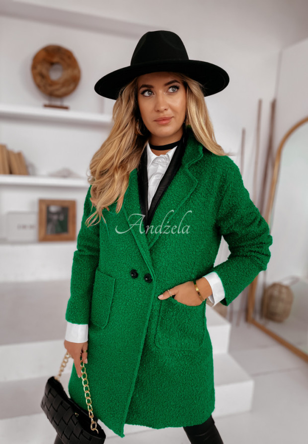 Długi płaszcz z imitacji kożucha Atlantic zielony