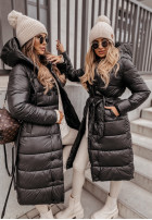 Długa Pikowana Jacket z kapturem Rinna II in black