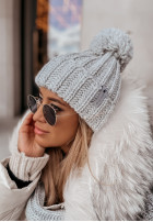 Pleciona Hat z pomponem Laponia in grey