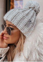 Pleciona Hat z pomponem Laponia in grey