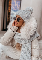 Pleciona Hat z pomponem Laponia in grey