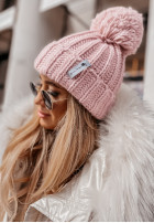 Pleciona Hat z pomponem Laponia in powder pink
