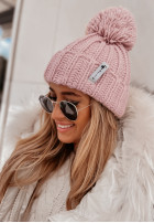 Pleciona Hat z pomponem Laponia in powder pink