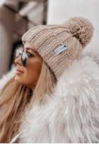 Pleciona Hat z pomponem Laponia in beige