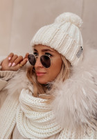 Pleciona Hat z pomponem Laponia in ecru