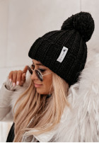 Pleciona Hat z pomponem Laponia in black