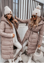 Długa pikowana kurtka z kapturem Rinna II in beige