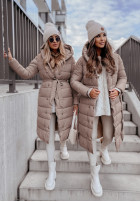 Długa pikowana kurtka z kapturem Rinna II in beige