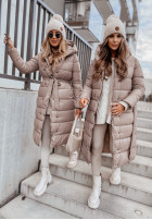 Długa pikowana kurtka z kapturem Rinna II in beige