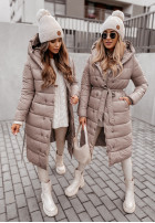 Długa pikowana kurtka z kapturem Rinna II in beige