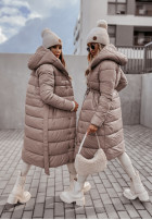 Długa pikowana kurtka z kapturem Rinna II in beige