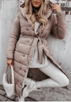 Długa pikowana kurtka z kapturem Rinna II in beige