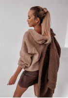 Sweter oversize ze sznurowaniem i kapturem Laossi camelowy