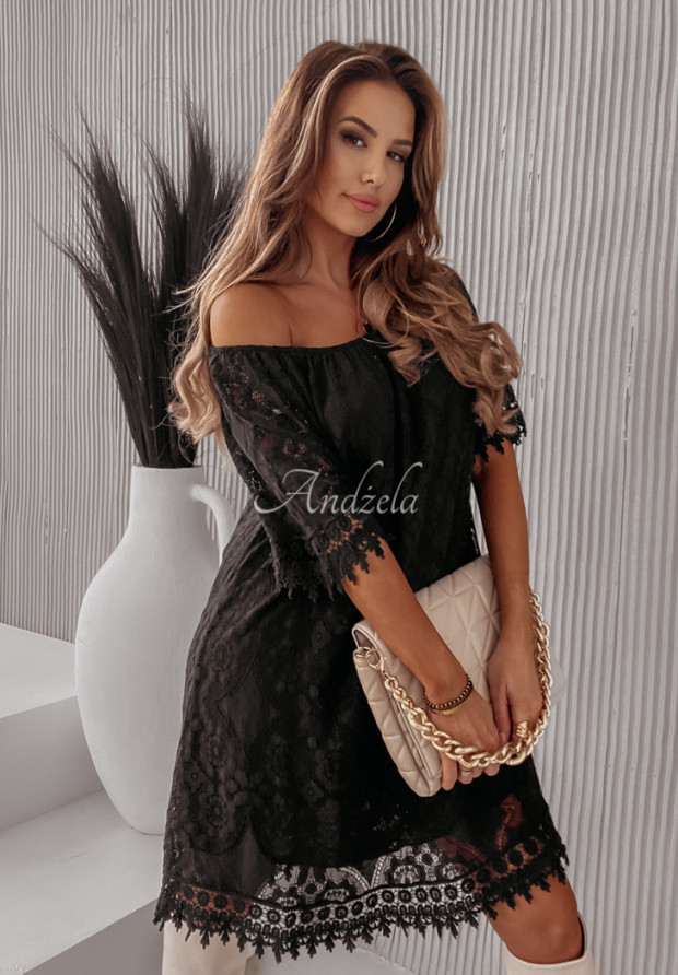 Koronkowa sukienka hiszpanka boho Santino czarna