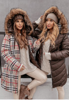 Długa Pikowana Jacket z kapturem Lavarone in chocolate