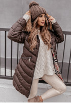 Długa Pikowana Jacket z kapturem Lavarone in chocolate