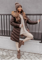 Długa Pikowana Jacket z kapturem Lavarone in chocolate