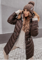 Długa Pikowana Jacket z kapturem Lavarone in chocolate