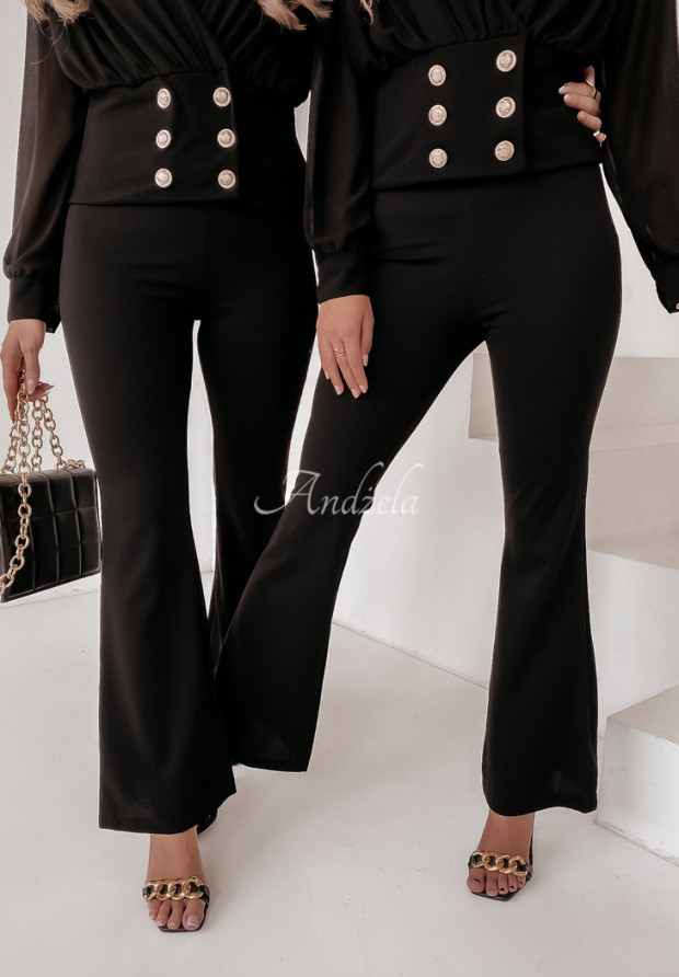 Eleganckie materiałowe spodnie dzwony Confess czarne