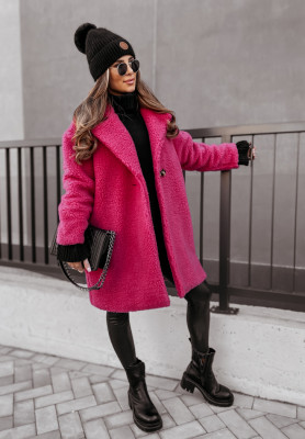 Long sheepskin coat Helsinki fuchsia