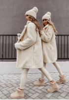 Długi Coat z imitacji kożucha Helsinki in ecru