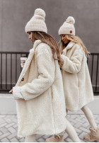 Długi płaszcz z imitacji kożucha Helsinki ecru