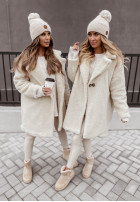 Długi Coat z imitacji kożucha Helsinki in ecru