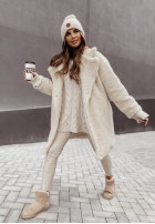 Długi Coat z imitacji kożucha Helsinki in ecru