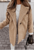 Długi płaszcz z imitacji kożucha Helsinki beżowy