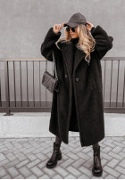 Długi płaszcz z imitacji kożucha Arctic czarny
