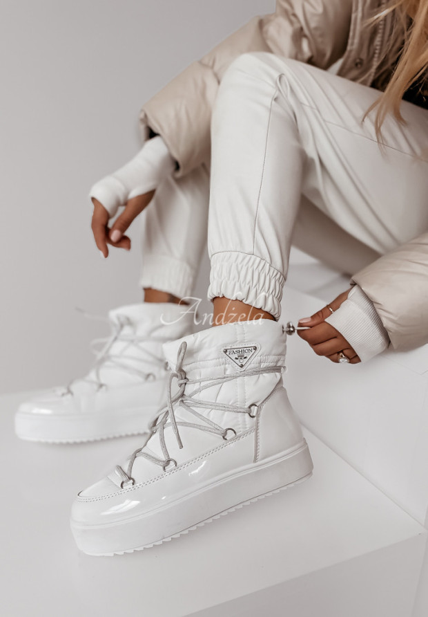 Buty śniegowce z wiązaniem Igloo białe