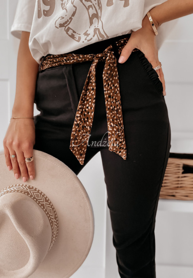 Eleganckie spodnie z paskiem Videira czarne